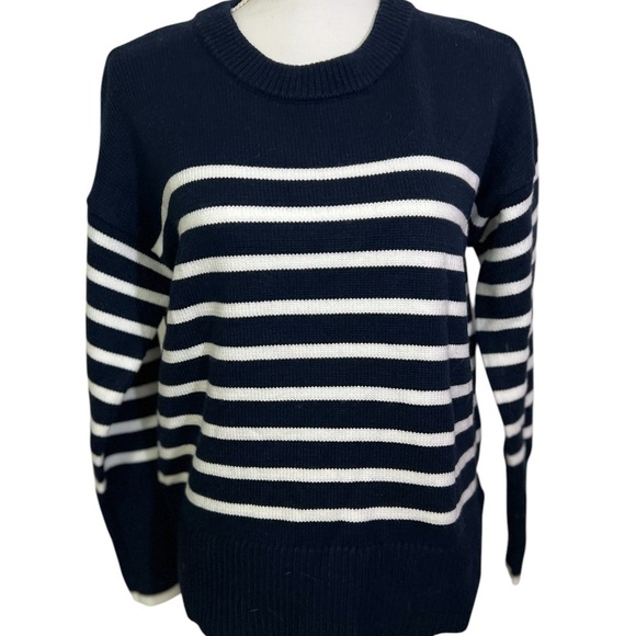 Philosophy Sweaters - Philosophy Sweater Small Navy Blue White Stripe Tennis Sweater Soft New $88